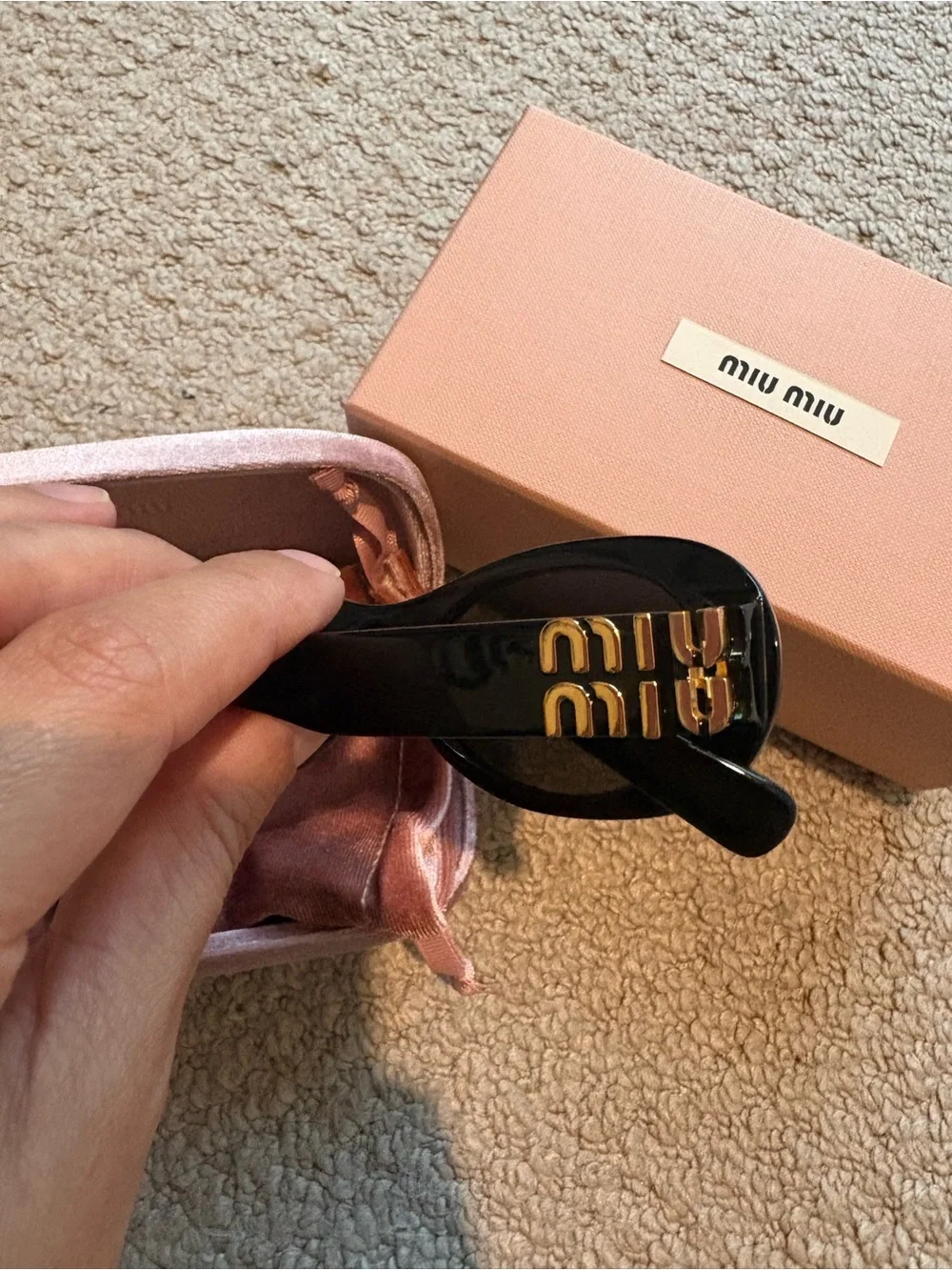 MIU MIU MU 06zs Black/Gold Sunglasses NIB